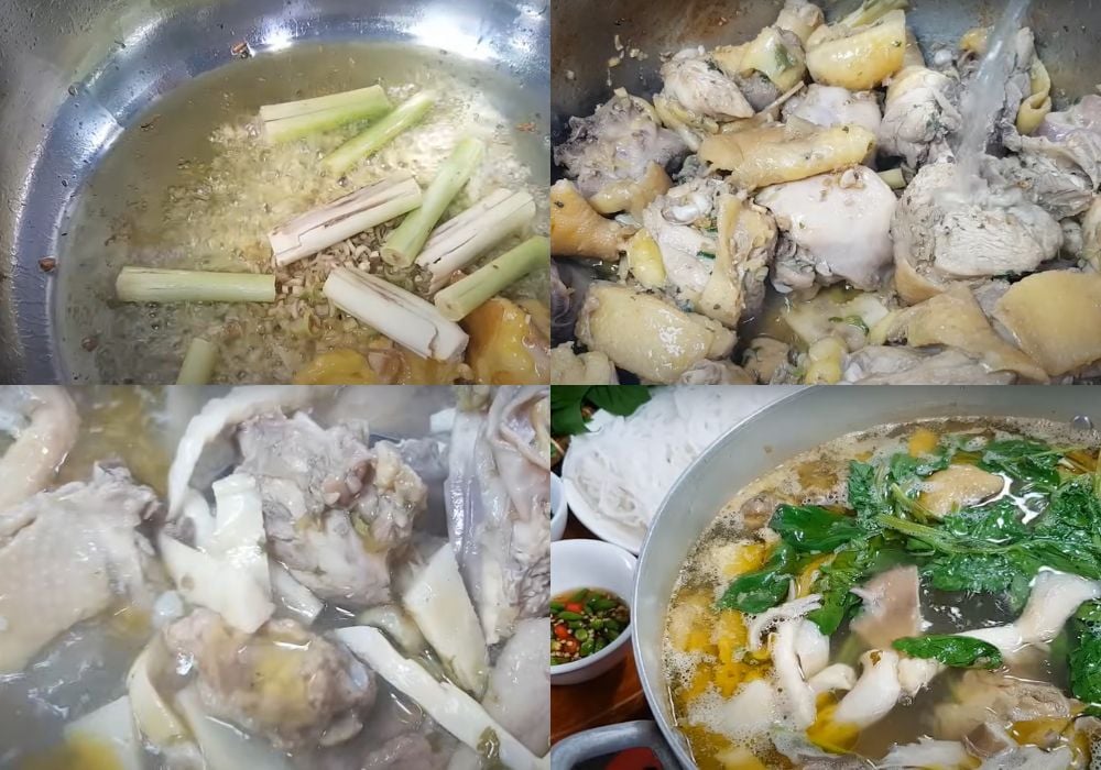 Nấu canh gà lá é