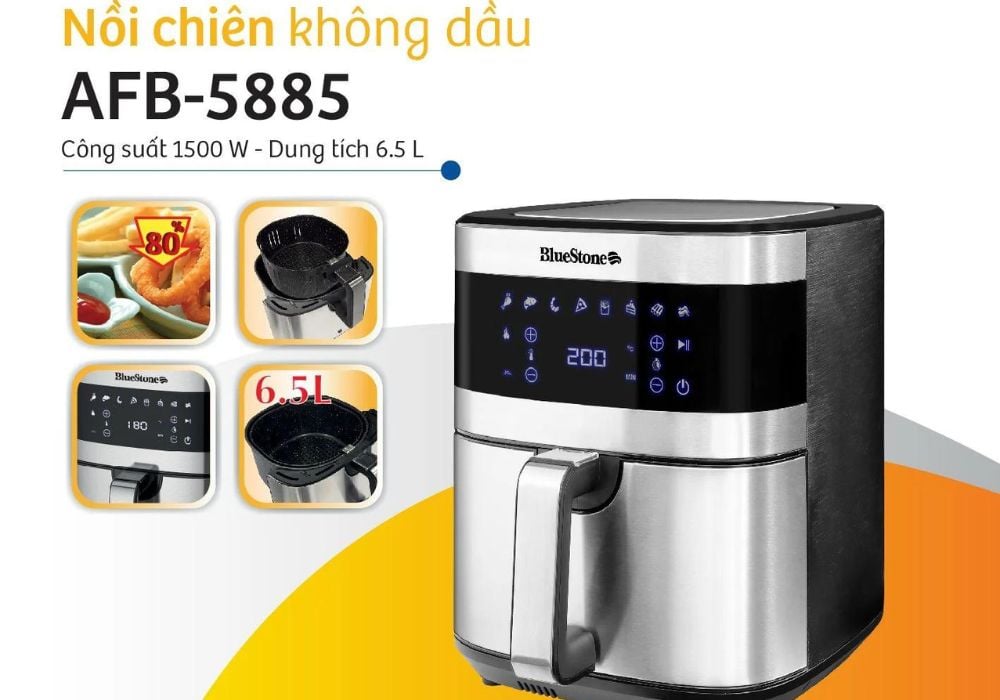 Nồi chiên không dầu 6,5 - 9 lít phù hợp với gia đình có từ 3 - 4 người