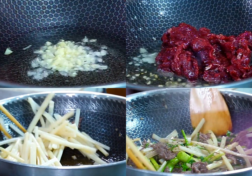 Các bước làm ngó sen xào thịt bò