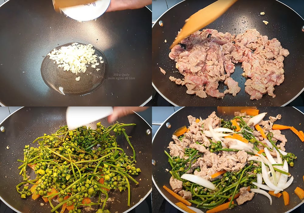 Các bước làm ngọn mướp xào thịt bò