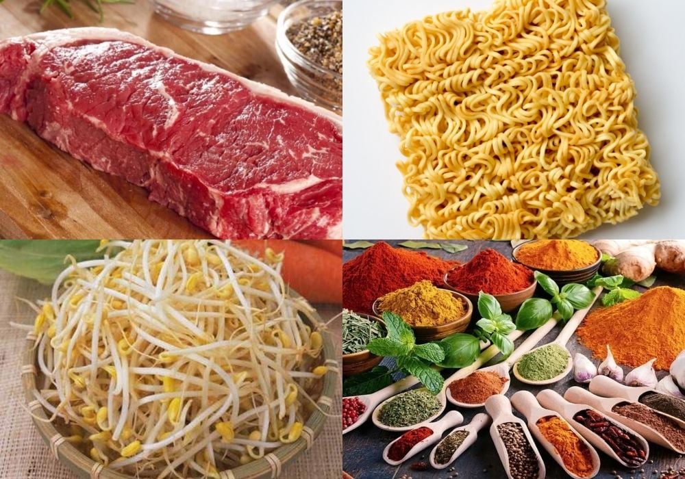 Nguyên liệu làm mì thịt bò