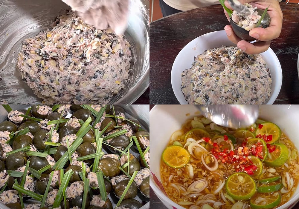 Các bước làm ốc bươu nhồi thịt