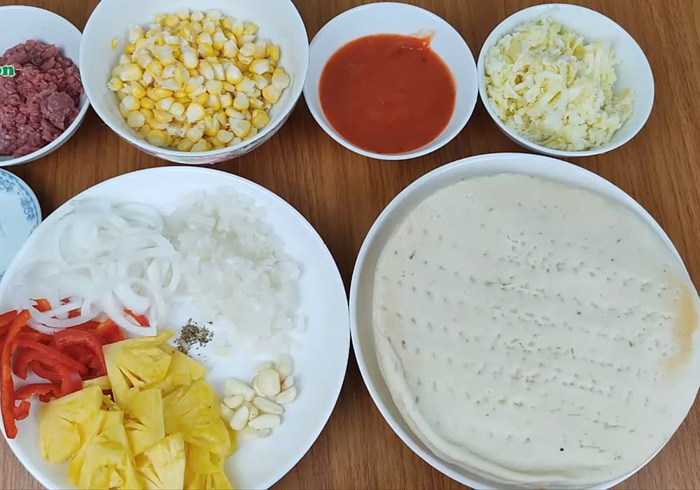 Nguyên liệu làm pizza bò
