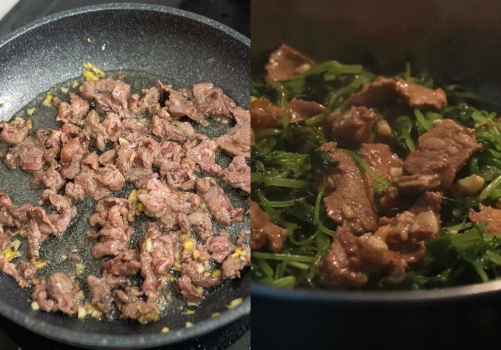 Xào thịt bò với rau càng chua