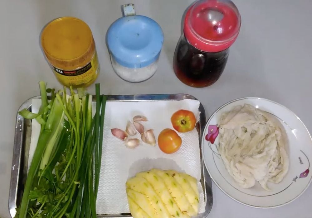 Nguyên liệu làm sách bò xào dứa