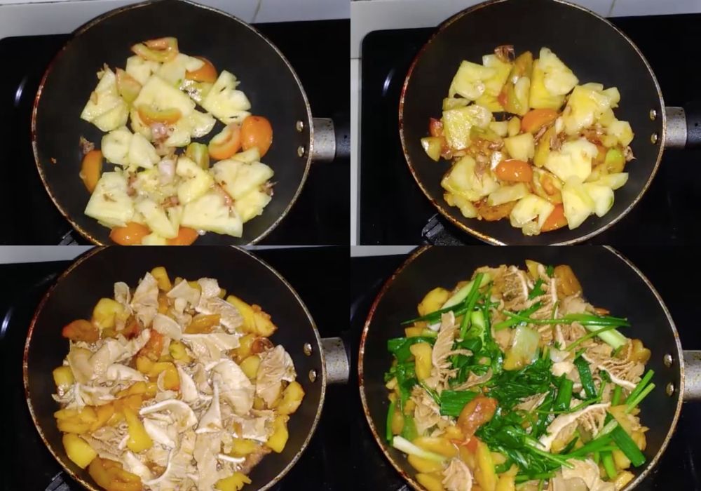 Xào sách bò với dứa