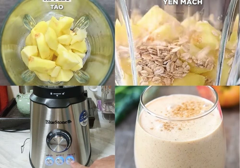 Làm sinh tố táo yến mạch