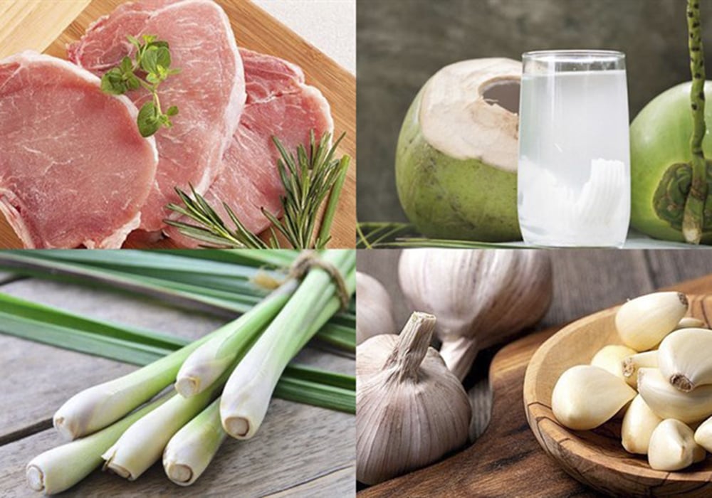 Nguyên liệu làm sườn cốt lết rim nước dừa