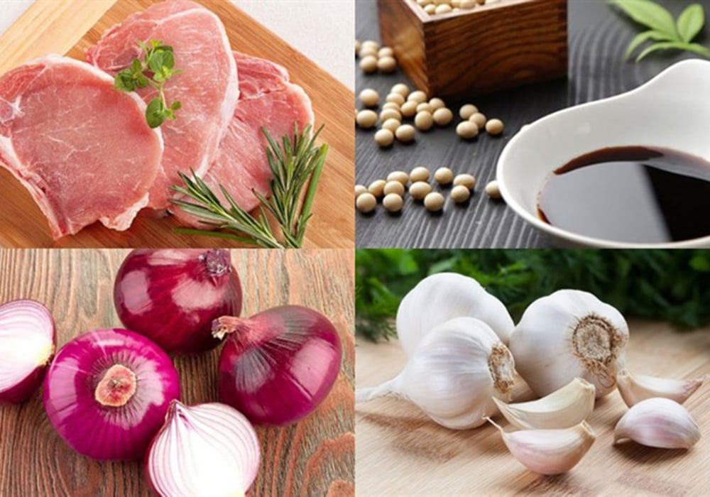 Nguyên liệu làm sườn cốt lết rim nước tương