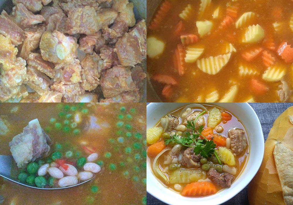 Các bước làm sườn heo nấu đậu Hà Lan
