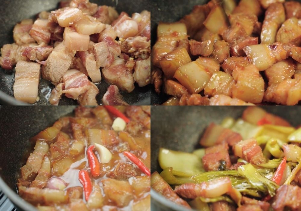 Kho thịt với dưa chua