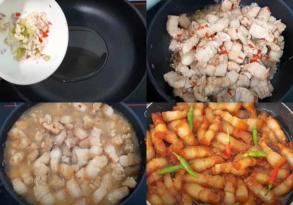 Các bước làm thịt ba chỉ kho tiêu