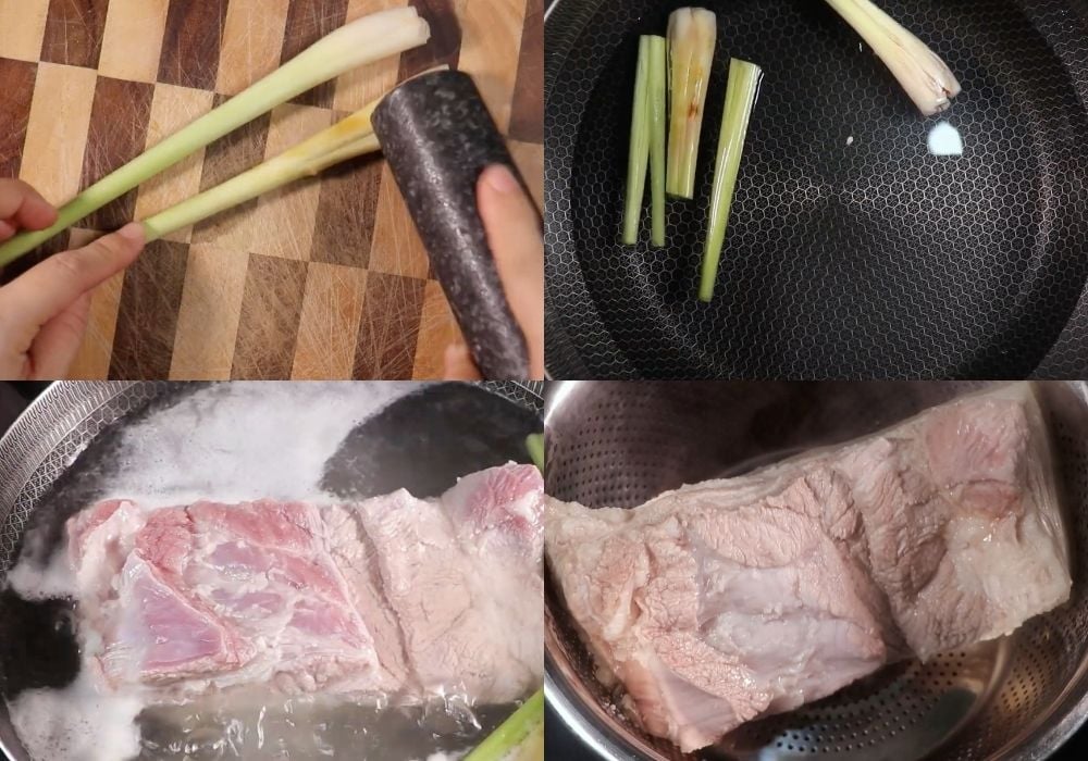 Sơ chế và luộc thịt ba chỉ