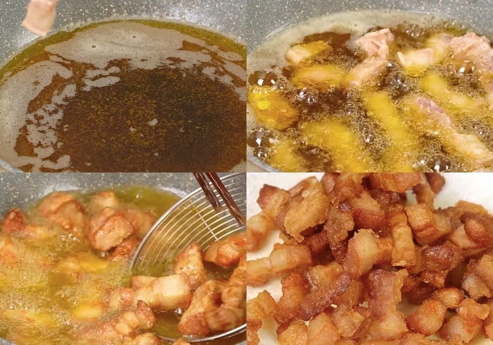 Chiên sơ thịt ba chỉ