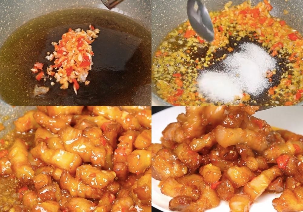 Rim thịt ba chỉ với sốt mặn ngọt