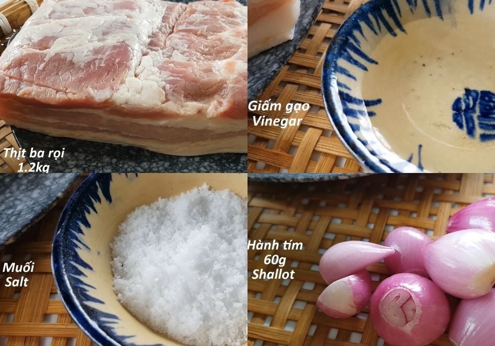 Nguyên liệu làm thịt ba rọi chiên muối da giòn
