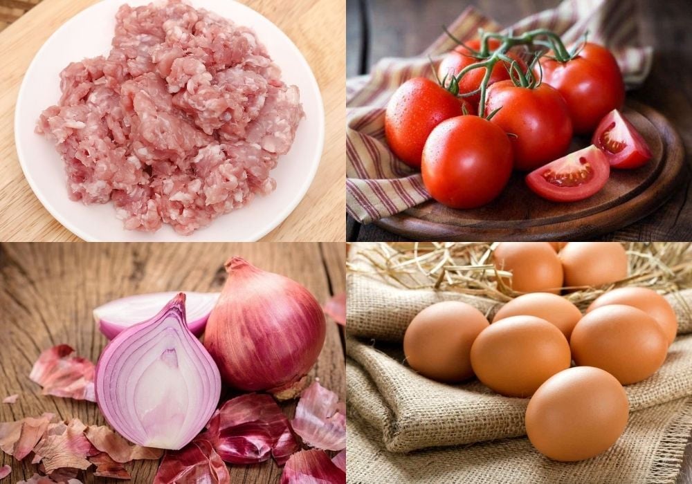 Nguyên liệu làm thịt băm xào trứng