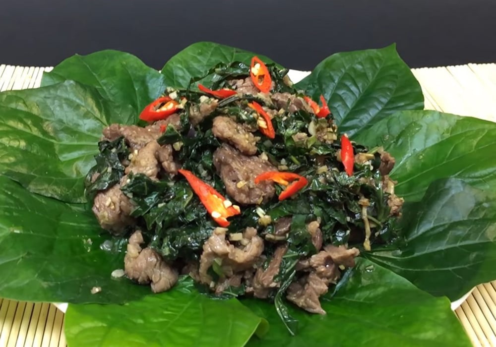 Lá lốt xào thịt dê