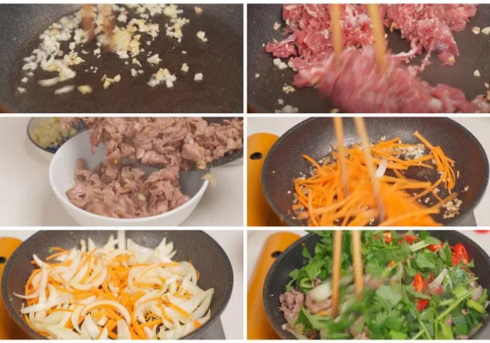 Xào thịt bò với cà rốt