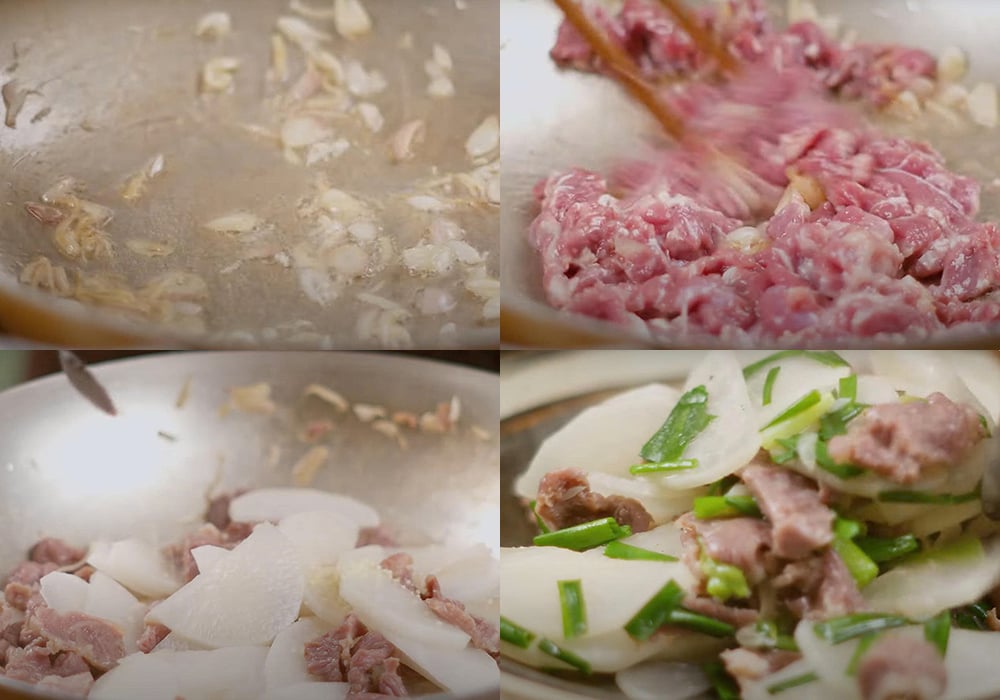 Các bước làm thịt bò xào củ cải