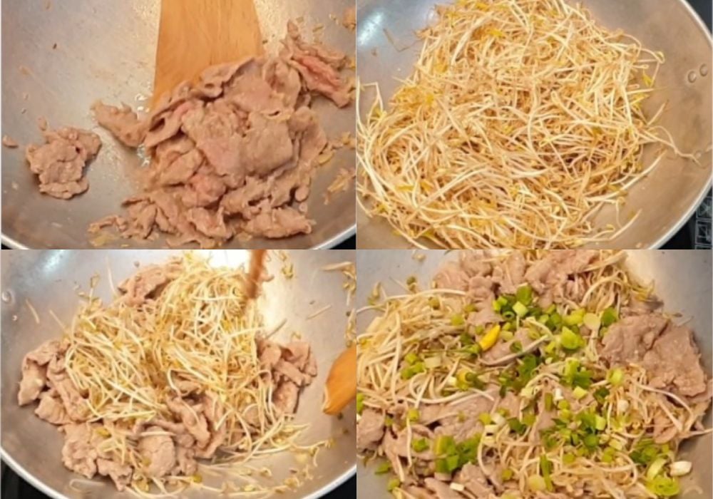 Xào thịt bò với giá đỗ