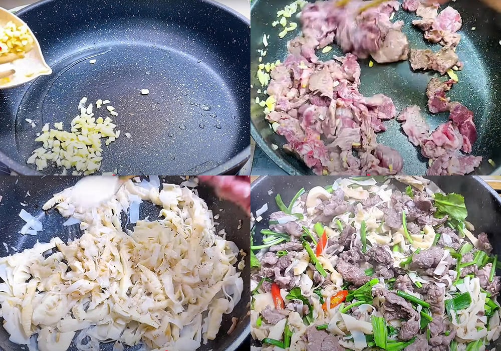 Các bước làm thịt bò xào măng tươi