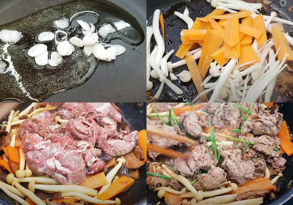 Các bước làm thịt bò xào nấm hải sản