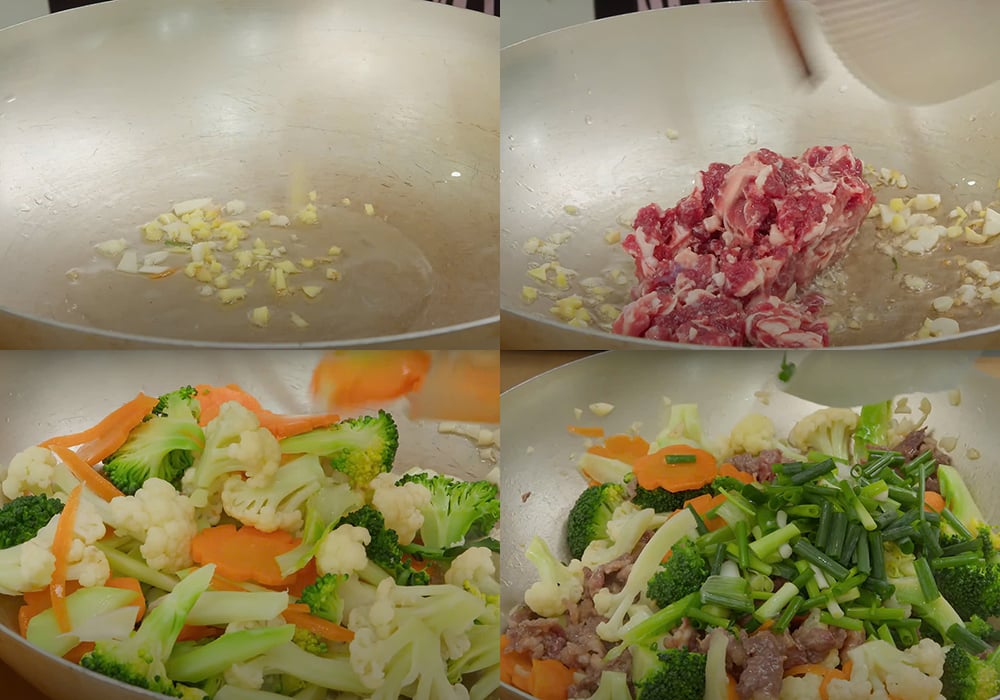 Các bước làm thịt bò xào súp lơ