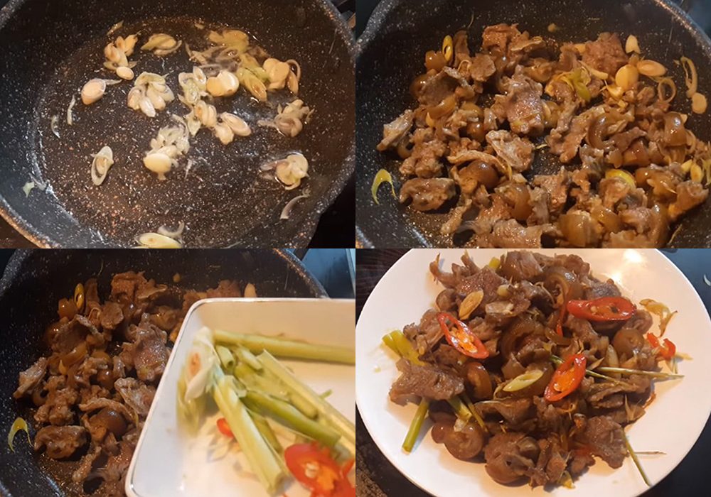 Các bước làm thịt dê xào sả ớt