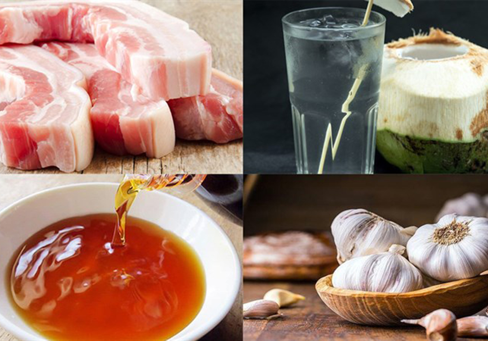 Nguyên liệu làm món thịt heo khìa nước dừa