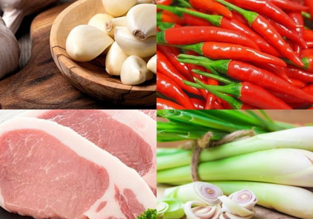 Nguyên liệu làm thịt heo kho sả