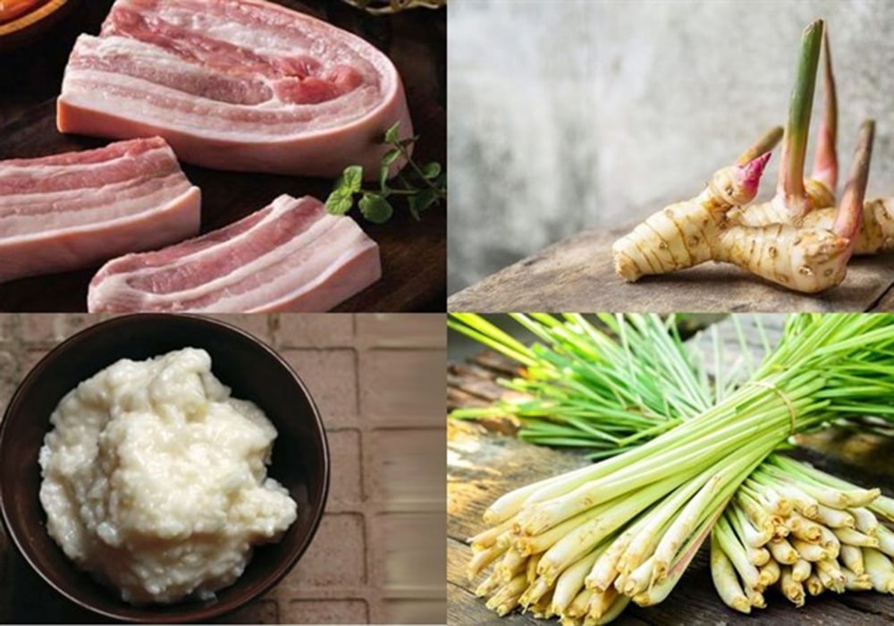 Nguyên liệu làm thịt heo nướng riềng mẻ