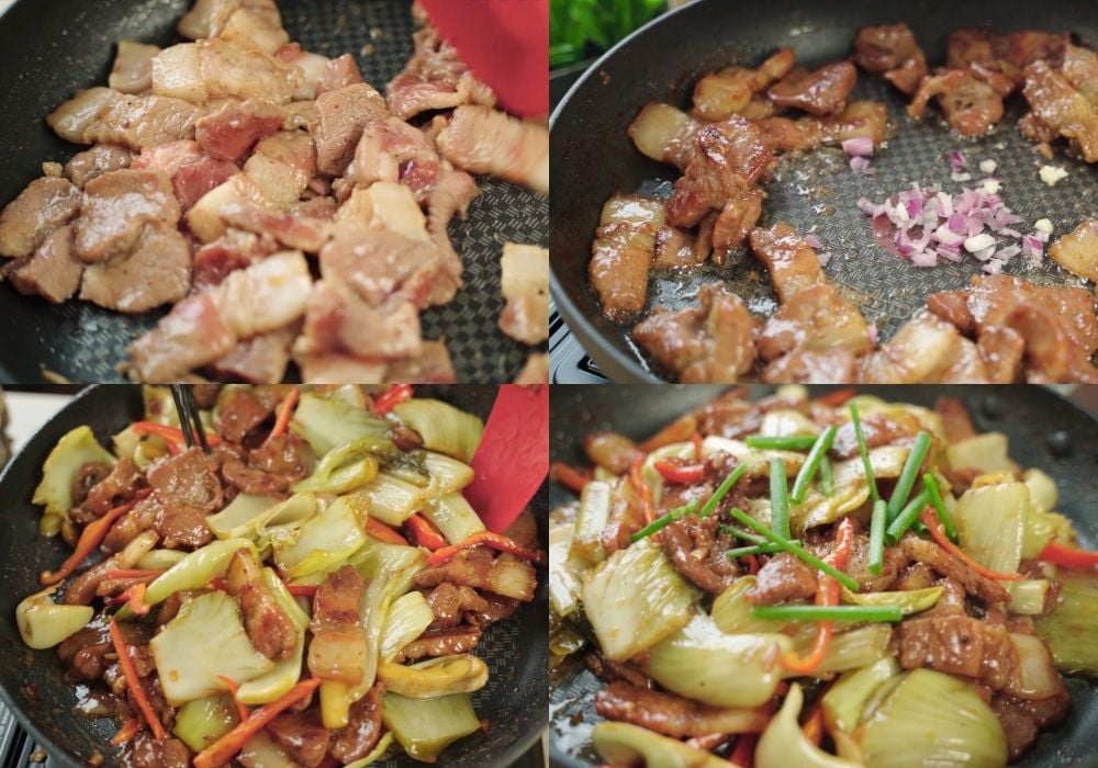 Xào thịt và cải chua