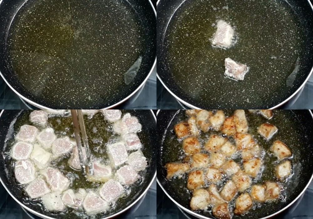 Chiên thịt heo