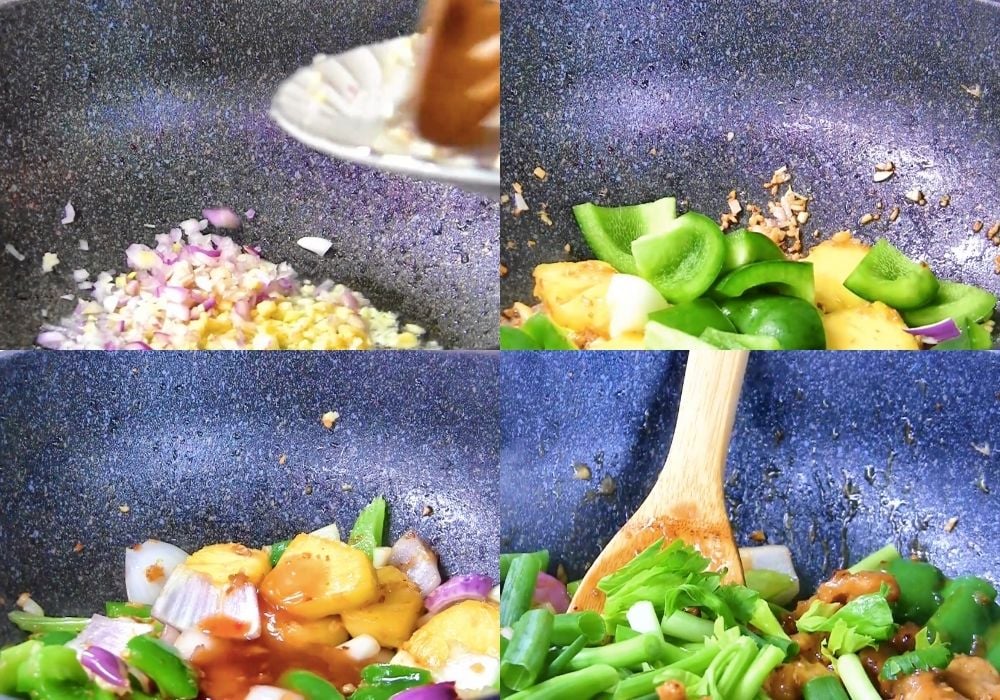 Xào rau củ và hoàn thiện món ăn