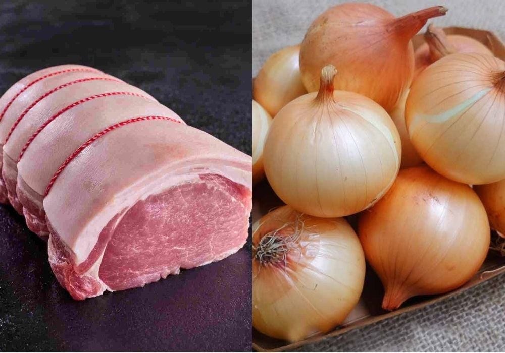 Nguyên liệu làm thịt heo xào hành tây