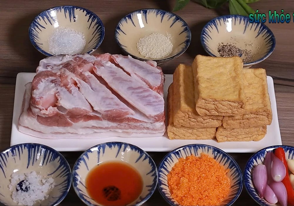 Nguyên liệu làm món thịt kho đậu hũ