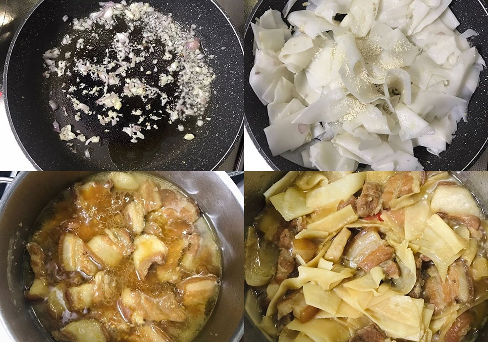 Các bước làm thịt kho măng chua