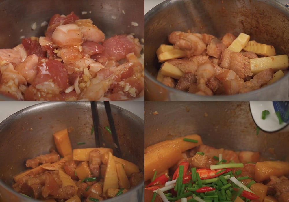 Các bước làm thịt kho măng tươi