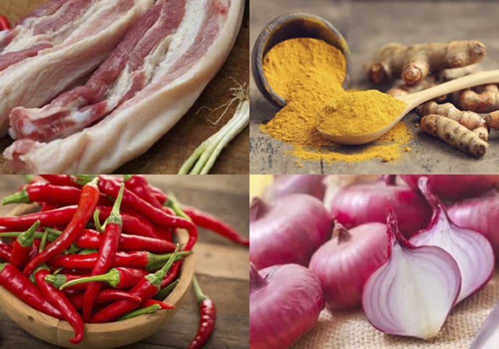 Nguyên liệu làm thịt kho nghệ