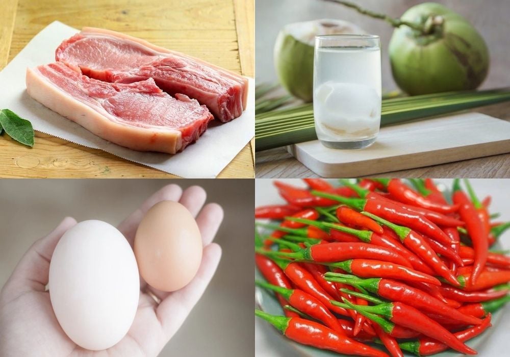 Nguyên liệu làm thịt kho rệu miền Tây