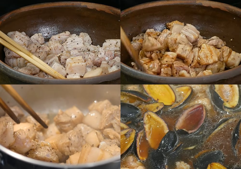 Các bước làm thịt kho trám đen