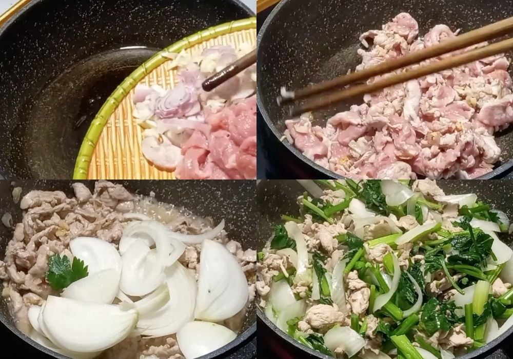 Xào thịt heo hành tây và cần tây
