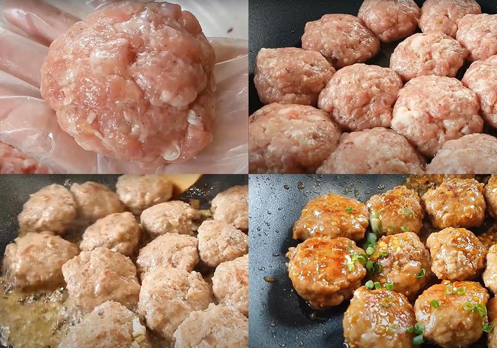 Các bước làm thịt viên rim tỏi ớt