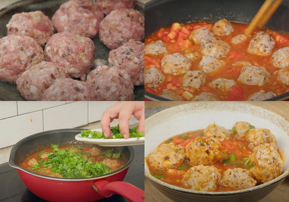 Các bước làm thịt viên sốt cà chua