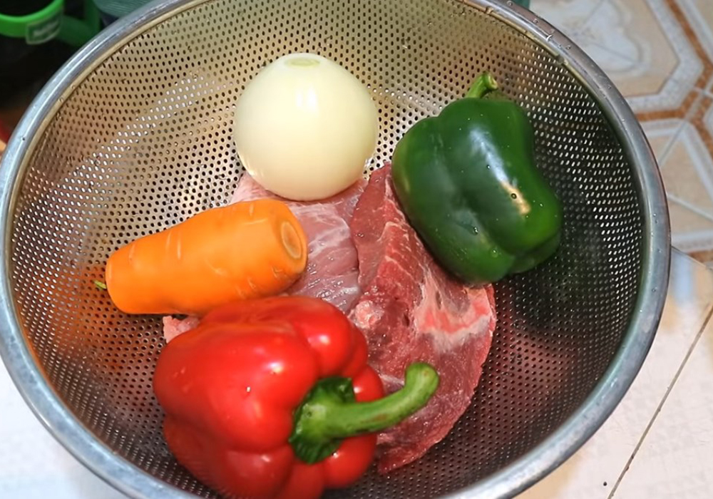 Nguyên liệu làm thịt xiên nướng rau củ