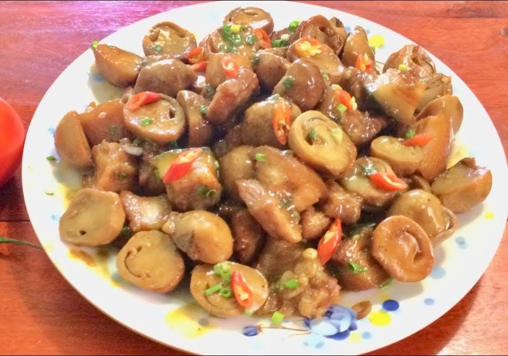 Thịt lợn xào nấm mỡ