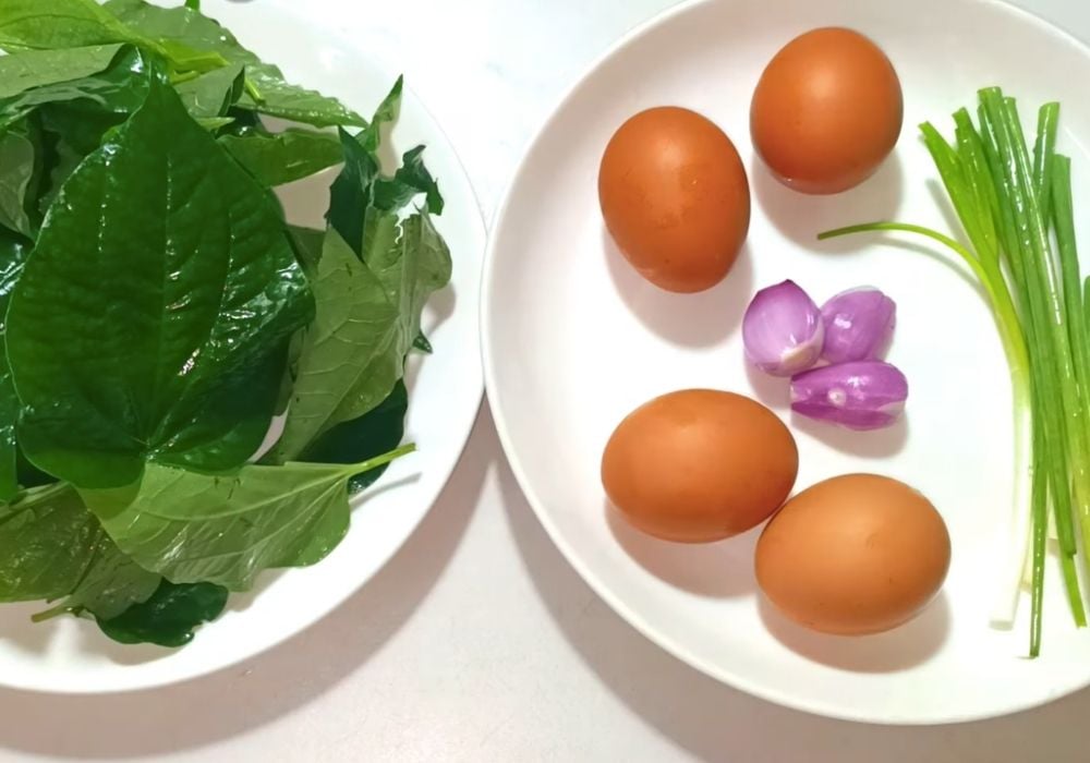 Nguyên liệu làm trứng chiên lá lốt