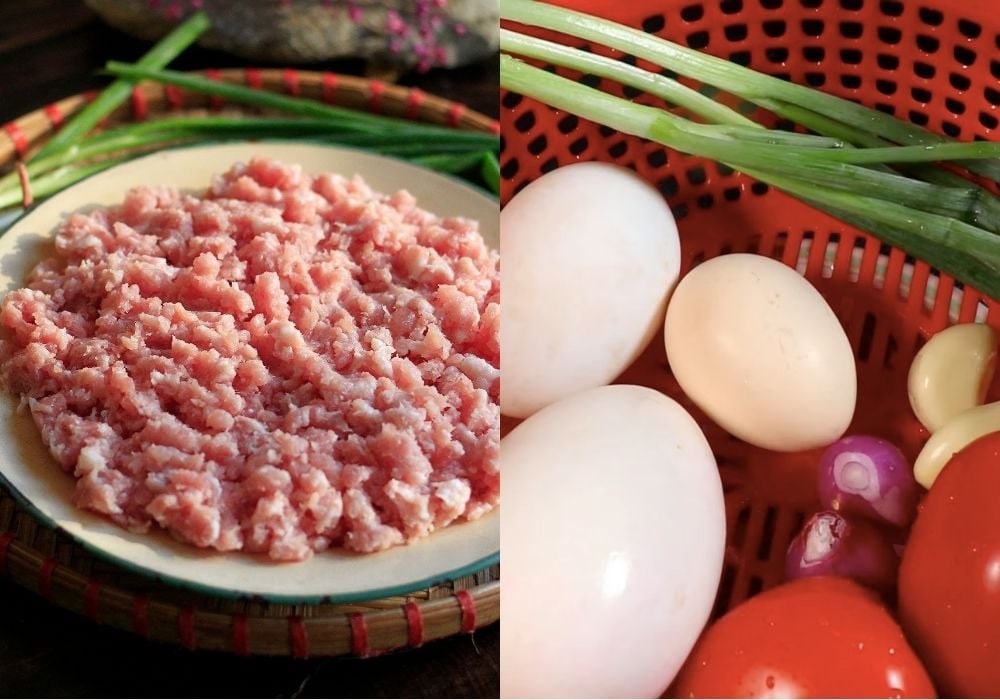 Nguyên liệu làm trứng chiên thịt bằm