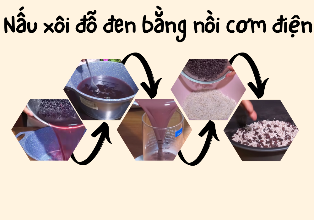 nấu xôi đỗ đậu đen bằng nồi cơm điện